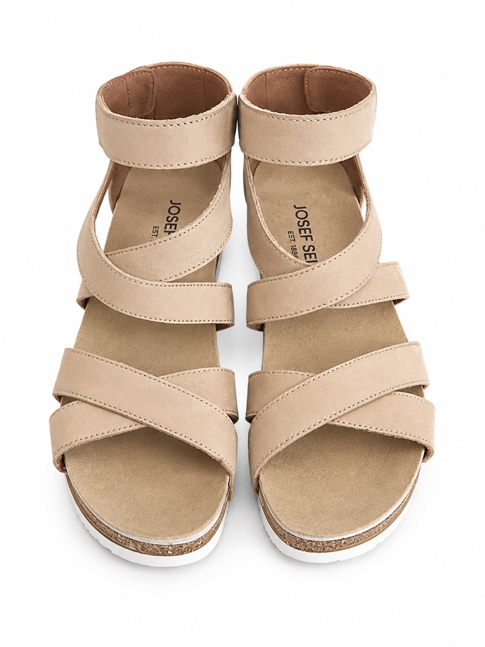 Josef Seibel Nude Beige Strappy Sandals Zipper Heel NWT